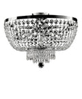 Plafoniera Classica in Ferro e Ottone Dorato o Cromato con Strass – Cromo Lucido – 6 luci