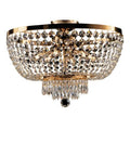Plafoniera Classica in Ferro e Ottone Dorato o Cromato con Strass – Oro Lucido – 6 luci