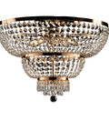 Plafoniera Classica in Ferro e Ottone Dorato o Cromato con Strass – Oro Lucido – 8 luci