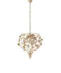 Lampadario Shabby Chic in Ferro Bianco Shabby o Avorio Decapé – Avorio / Oro – 3 luci