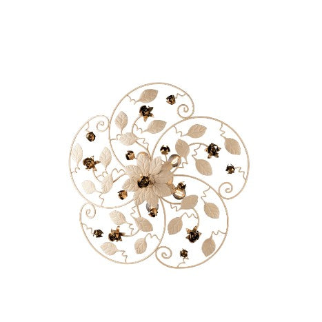 Plafoniera Shabby Chic in Ferro Bianco Shabby o Avorio Decapé – Avorio / Oro