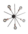 Plafoniera Moderna in Ferro Cromo Nero e Rame – Cromo Nero / Rame – 5 luci
