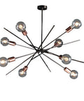 Plafoniera Moderna in Ferro Cromo Nero e Rame – Cromo Nero / Rame – 8 luci