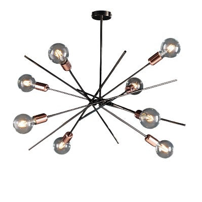 Plafoniera Moderna in Ferro Cromo Nero e Rame – Cromo Nero / Rame – 8 luci