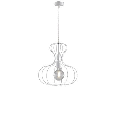 Lampada a Sospensione Vintage in Ferro Nero e Rame, Bianco e Argento o Oro – Bianco / Argento