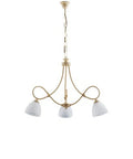 Lampadario Vintage in Ferro Nero Ruggine o Avorio Decapé con Vetri Alabastro – Avorio / Decapè – 3 luci – Ø58 cm