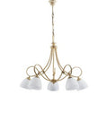 Lampadario Vintage in Ferro Nero Ruggine o Avorio Decapé con Vetri Alabastro – Avorio / Decapè – 5 luci