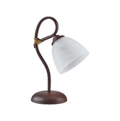 Lampada da Tavolo Vintage in Ferro Nero Ruggine o Avorio Decapé con Vetri Alabastro – Nero / Ruggine
