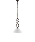 Lampadario Vintage in Ferro Nero Ruggine o Avorio Decapé con Vetri Alabastro – Nero / Ruggine – 1 luce