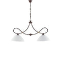 Lampadario Vintage in Ferro Nero Ruggine o Avorio Decapé con Vetri Alabastro – Nero / Ruggine – 2 luci