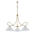 Lampadario Vintage in Ferro Nero Ruggine o Avorio Decapé con Vetri Alabastro – Avorio / Decapè – 3 luci – Ø78 cm