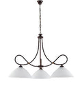 Lampadario Vintage in Ferro Nero Ruggine o Avorio Decapé con Vetri Alabastro – Nero / Ruggine – 3 luci – Ø78 cm