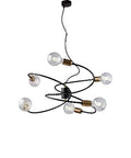 Lampada a Sospensione Moderna in Ferro Nero e Ottone Brunito – Nero – 6 luci