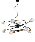 Lampada a Sospensione Moderna in Ferro Nero e Ottone Brunito – Nero – 8 luci