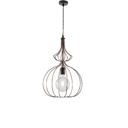 Lampada a Sospensione Vintage in Ferro Nero e Rame, Bianco e Argento o Oro – Nero / Rame