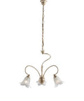 Lampadario Vintage in Ferro Marrone o Avorio e Oro con Vetri Alabastro – Avorio / Oro – 3 luci