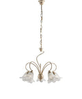 Lampadario Vintage in Ferro Marrone o Avorio e Oro con Vetri Alabastro – Avorio / Oro – 5 luci