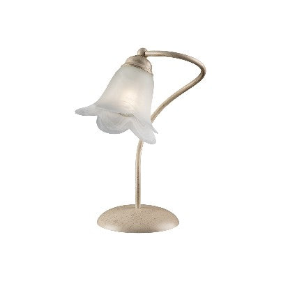 Lampada da Tavolo Vintage in Ferro Marrone o Avorio e Oro con Vetri Alabastro – Avorio / Oro