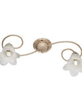 Plafoniera Vintage in Ferro Marrone o Avorio e Oro con Vetri Alabastro – Avorio / Oro – 2 luci