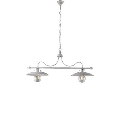 Lampadario Vintage in Ferro Marrone e Oro o Bianco e Argento – Bianco / Argento