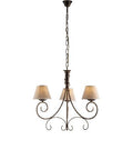 Lampadario Vintage in Ferro Marrone o Avorio e Oro con Paralumi Effetto Juta – Marrone / Oro – 3 luci