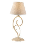 Lampada da Tavolo Vintage in Ferro Marrone o Avorio e Oro con Paralumi Effetto Juta – Avorio / Oro