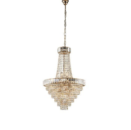 Lampadario Classico in Ferro e Ottone Dorato con Strass – Oro Lucido – 8 luci