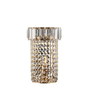 Lampada da Tavolo Classica in Ferro e Ottone Dorato con Strass – Oro Lucido