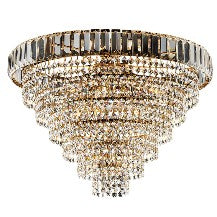 Plafoniera Classica in Ferro e Ottone Dorato con Strass – Oro Lucido – 6 luci