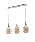 Lampada a Sospensione Moderna con Vetri Pyrex Trasparenti, Ambra o Grigi – Ambra – 3 luci su binario