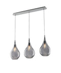 Lampada a Sospensione Moderna con Vetri Pyrex Trasparenti, Ambra o Grigi – Grigio – 3 luci su binario
