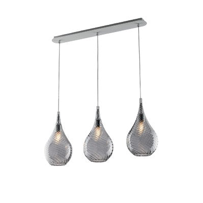 Lampada a Sospensione Moderna con Vetri Pyrex Trasparenti, Ambra o Grigi – Grigio – 3 luci su binario