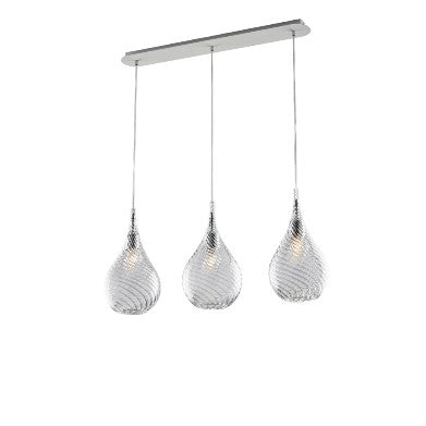 Lampada a Sospensione Moderna con Vetri Pyrex Trasparenti, Ambra o Grigi – Trasparente – 3 luci su binario