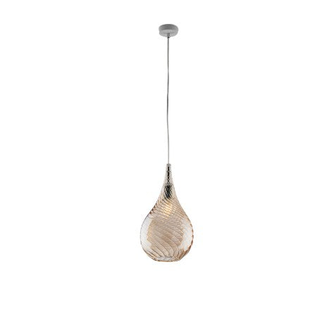 Lampada a Sospensione Moderna con Vetri Pyrex Trasparenti, Ambra o Grigi – Ambra – 1 luce