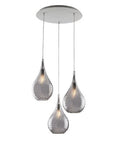 Lampada a Sospensione Moderna con Vetri Pyrex Trasparenti, Ambra o Grigi – Grigio – 3 luci rosone tondo