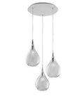 Lampada a Sospensione Moderna con Vetri Pyrex Trasparenti, Ambra o Grigi – Trasparente – 3 luci rosone tondo