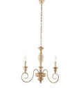 Lampadario Shabby Chic in Legno e Ferro Bianco o Tortora – Bianco / Tortora – 3 luci
