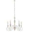 Lampadario Shabby Chic in Legno e Ferro Bianco o Tortora – Bianco Shabby – 5 luci