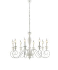 Lampadario Shabby Chic in Legno e Ferro Bianco o Tortora – Bianco Shabby – 8 luci