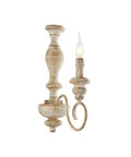 Applique Shabby Chic in Legno e Ferro Bianco o Tortora – Bianco / Tortora – 1 luce