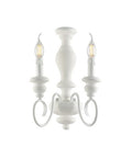 Applique Shabby Chic in Legno e Ferro Bianco o Tortora – Bianco Shabby – 2 luci