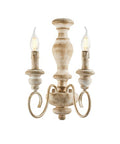 Applique Shabby Chic in Legno e Ferro Bianco o Tortora – Bianco / Tortora – 2 luci