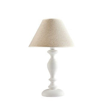 Lampada da Tavolo Shabby Chic in Legno e Ferro Bianco o Tortora – Bianco Shabby – Lume grande – 1 luce