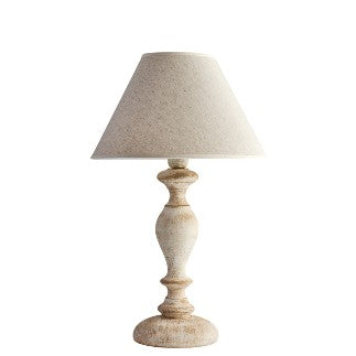 Lampada da Tavolo Shabby Chic in Legno e Ferro Bianco o Tortora – Bianco / Tortora – Lume grande – 1 luce