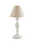 Lampada da Tavolo Shabby Chic in Legno e Ferro Bianco o Tortora – Bianco Shabby – Lumetto – 1 luce