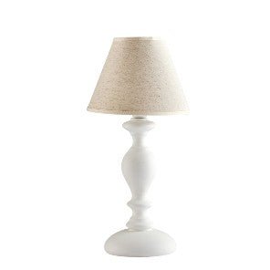 Lampada da Tavolo Shabby Chic in Legno e Ferro Bianco o Tortora – Bianco Shabby – Lumetto – 1 luce