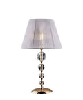 Lampada da Tavolo Classica in Ferro Dorato e Cristallo – Cristallo / Oro Lucido – Lume grande – 1 luce