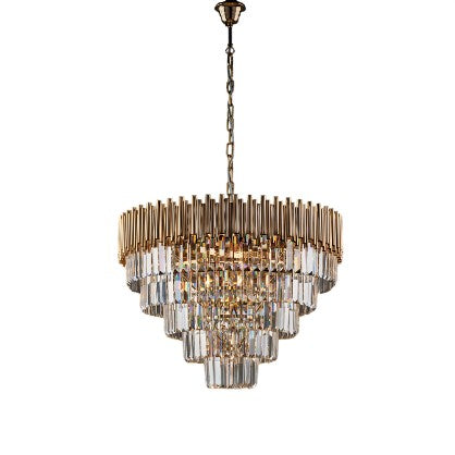 Lampadario Classico in Ferro Dorato con Strass – Oro Lucido