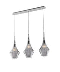 Lampada a Sospensione Moderna con Vetri Pyrex Trasparenti, Ambra o Grigi – Grigio – 3 luci su binario