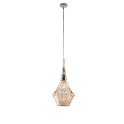 Lampada a Sospensione Moderna con Vetri Pyrex Trasparenti, Ambra o Grigi – Ambra – 1 luce